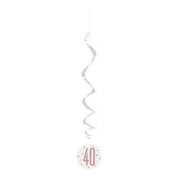 Picture of 40th - GLITZ ROSE GOLD 40 HANGING SWIRLS