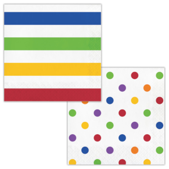 Image de TABLEWARE - DOTS AND STRIPES MULTI COLOR - LUNCHEON NAPKINS