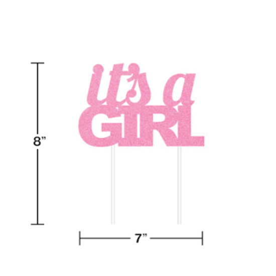 Picture of IT'S A GIRL GLITTER CAKE TOPPER