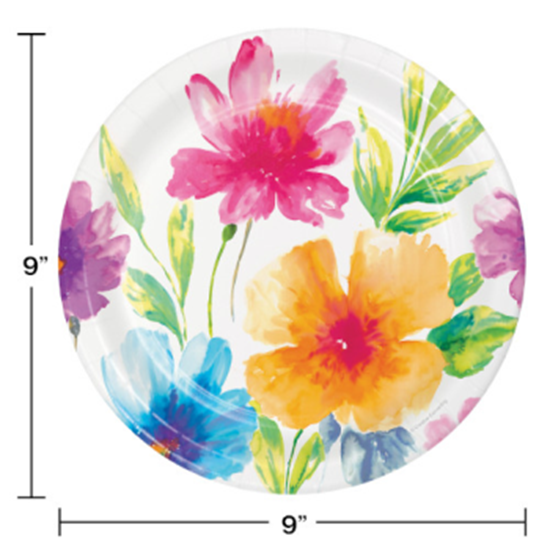 Picture of WATERCOLOR FLORAL 9" PLATES