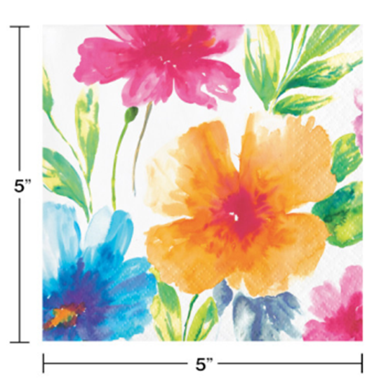Picture of WATERCOLOR FLORAL BEVERAGE NAPKINS