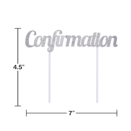 Picture of DECOR - CONFIRMATION SILVER GLITTER CAKE TOPPER