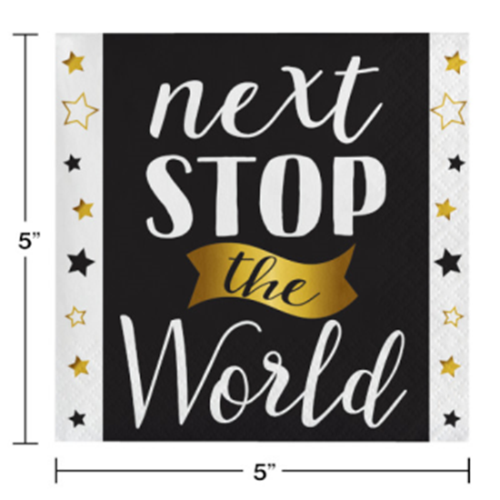 Image sur TABLEWARE - GRAD ADVENTURE - BEVERAGE NAPKINS - NEXT STOP THE WORLD