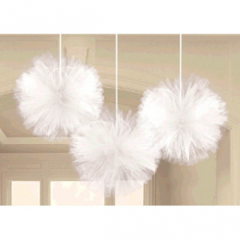 Picture of WHITE TULLE FLUFFY HANGING DECORATION 
