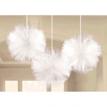 Image de WHITE TULLE FLUFFY HANGING DECORATION 