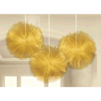 Picture of GOLD TULLE FLUFFY HANGING DECORATION