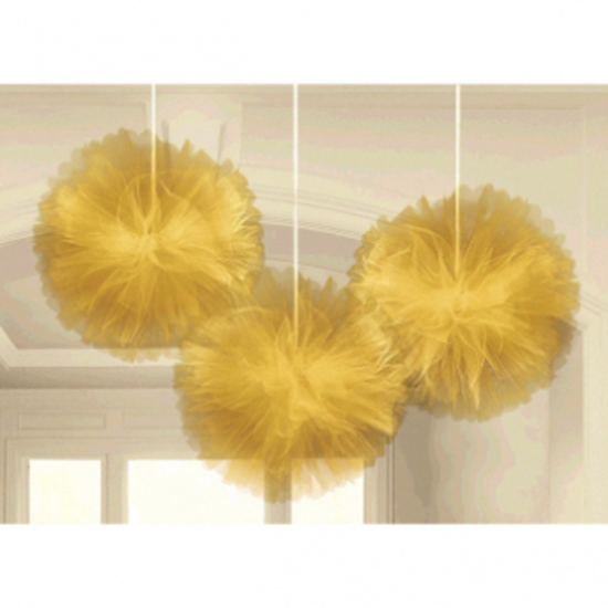 Picture of GOLD TULLE FLUFFY HANGING DECORATION