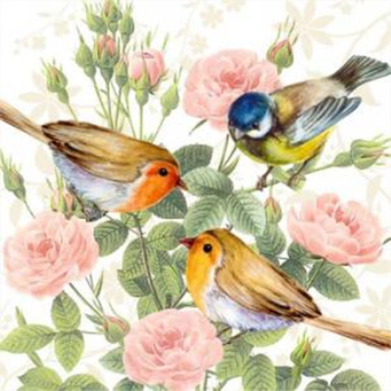 Picture of THREE BIRDS ON BRANCH - LUNCHEON NAPKINS
