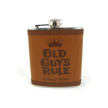 Image de VINTAGE DUDE TAN LEATHER FLASK 