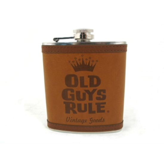 Image sur VINTAGE DUDE TAN LEATHER FLASK 