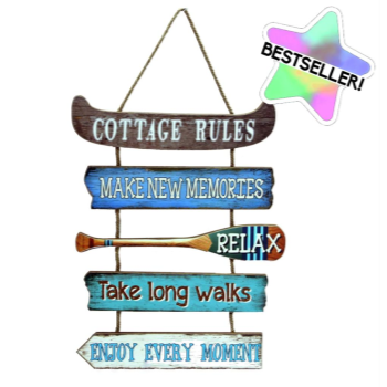 Picture of COTTAGE RULES HANGING MULTIPLE PLAQUE SIGN