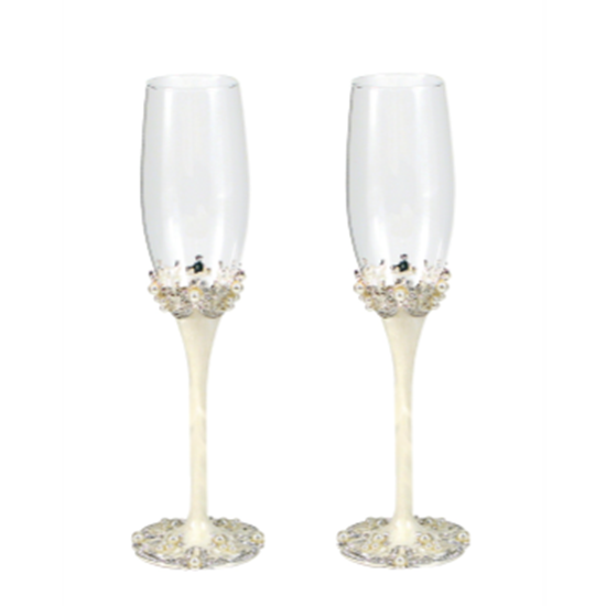 Picture of CHAMPAGNE FLUTES - CRYSTAL & PEARLS