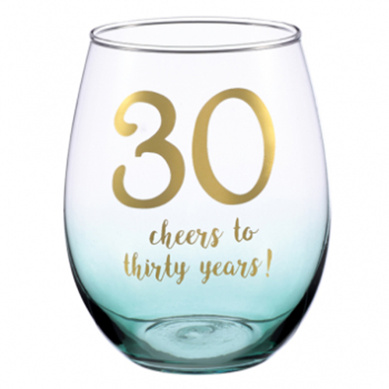 Picture of 30th CHEERS TO THIRTY YEARS STEMLESS WINE GLASSES