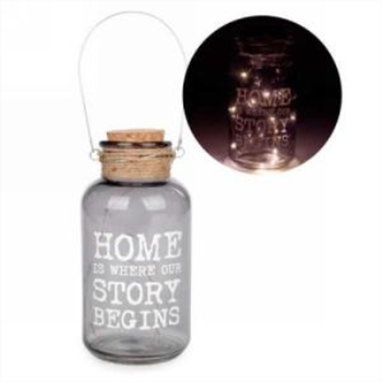 Image sur LED GLASS LANTERN - HOME IS WHERE....
