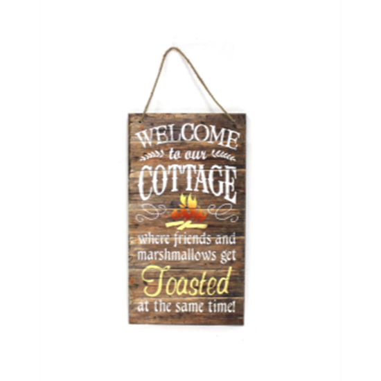 Image sur WELCOME TO OUR COTTAGE SIGNS - FRIENDS AND MARSMELLOW GET TOASTED