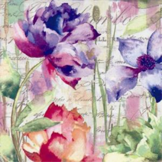 Picture of PINK AND PURPLE FLORAL - LUNCHEON NAPKINS