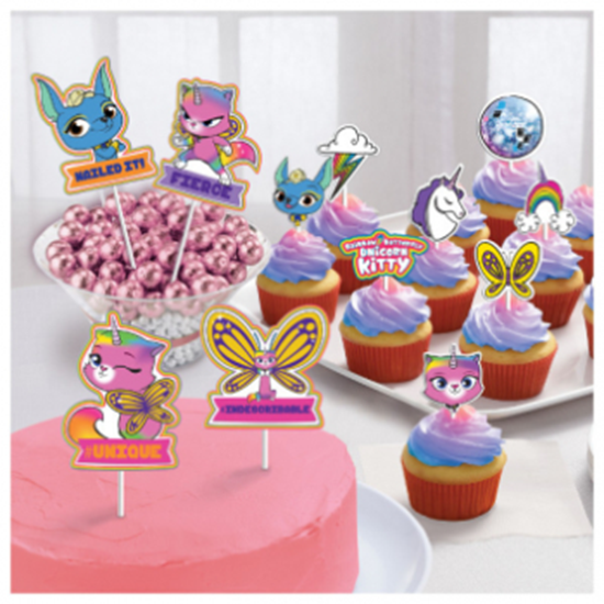 Picture of RAINBOW BUTTERFLY UNICORN KITTY - CAKE TOPPERS
