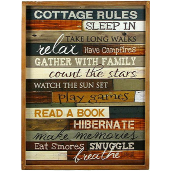 Picture of DECOR - COTTAGE RULES WOODEN PLAQUE