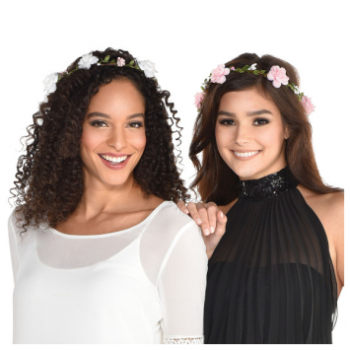 Image de FLORAL HEAD WREATH - PINK AND WHITE