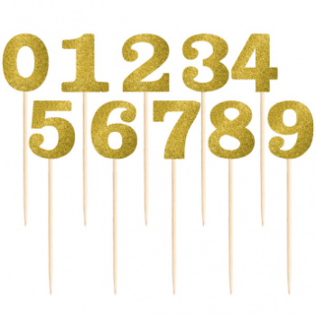 Image de GOLD GLITTER TABLE NUMBER PICKS - 1-12