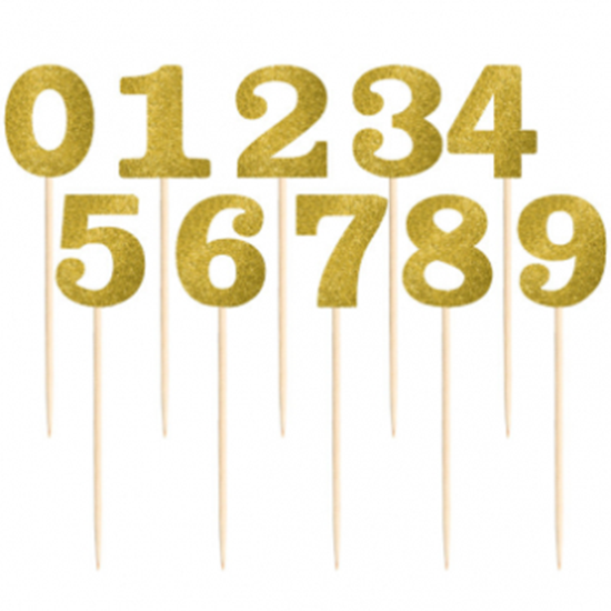 Picture of GOLD GLITTER TABLE NUMBER PICKS - 1-12