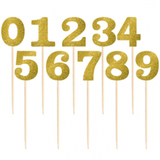 Image sur GOLD GLITTER TABLE NUMBER PICKS - 1-12