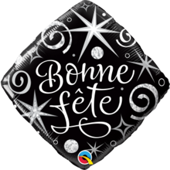 Image sur 18" FOIL - BONNE FETE BLACK AND WHITE 