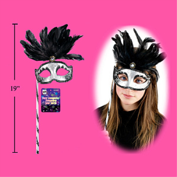 Image de SILVER MASQUERADE MASK WITH HANDLE