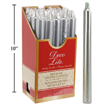 Image de DECOR - CANDLE  METALLIC SILVER 10'' TAPER