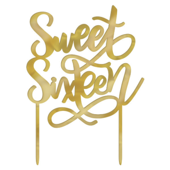Image de 16th - SWEET 16TH GOLD CAKE TOPPER