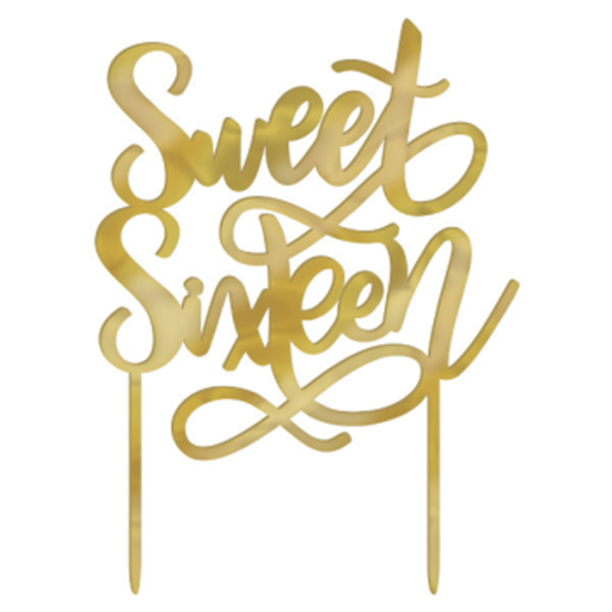 Image sur 16th - SWEET 16TH GOLD CAKE TOPPER