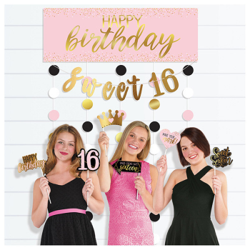 Image de 16th - SWEET 16TH BLUSH PHOTO BOOTH KIT