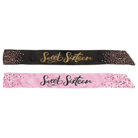 Image sur 16th - SWEET 16TH REVERSIBLE FABRIC SASH