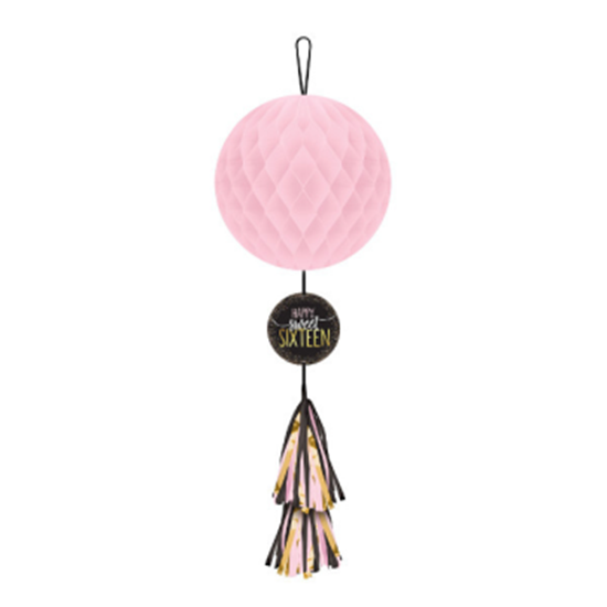 Image sur 16th - SWEET 16TH HONEYCOMB DECORATION WITH TASSEL TAIL