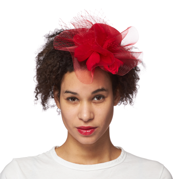 Picture of HAT - MINI RED TRIM FASCINATOR