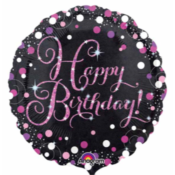 Picture of 18" FOIL - PINK CELEBRATION HAPPY BIRTHDAY HOLOGRAPHIC