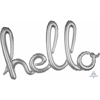 Image de HELLO SILVER BALLOON BANNER - AIR FILLED