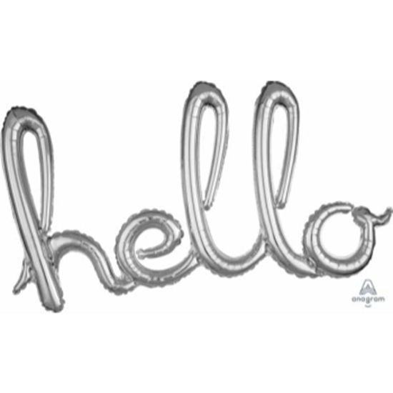 Picture of HELLO SILVER BALLOON BANNER - AIR FILLED