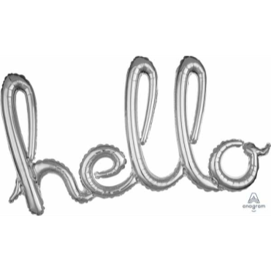 Image sur HELLO SILVER BALLOON BANNER - AIR FILLED