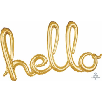 Image de HELLO GOLD BALLOON BANNER - AIR FILLED