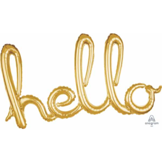 Image sur HELLO GOLD BALLOON BANNER - AIR FILLED