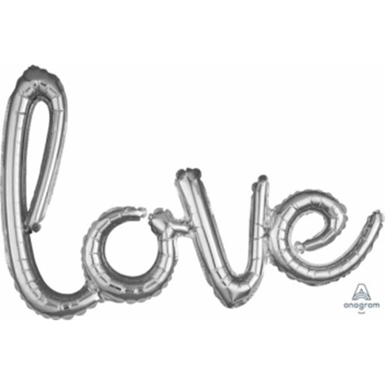Picture of LOVE SILVER MYLAR BALLOON BANNER - AIR FILLED
