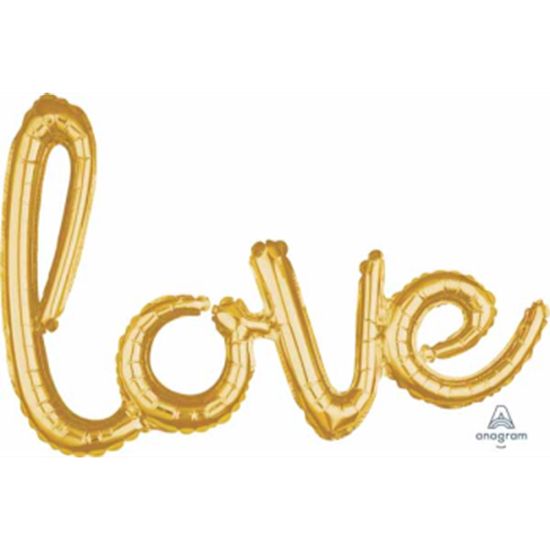 Picture of LOVE GOLD MYLAR BALLOON BANNER - AIR FILLED