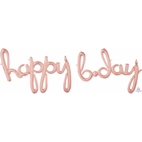 Picture of HAPPY BIRTHDAY ROSE GOLD MYLAR BALLOON BANNER - AIR FILLED