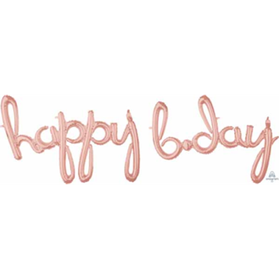 Image sur HAPPY BIRTHDAY ROSE GOLD MYLAR BALLOON BANNER - AIR FILLED