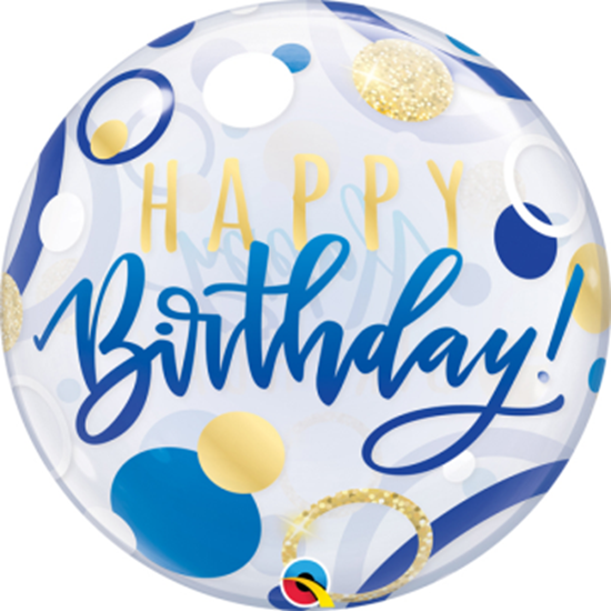 Image sur BIRTHDAY BLUE AND GOLD BUBBLE BALLOON