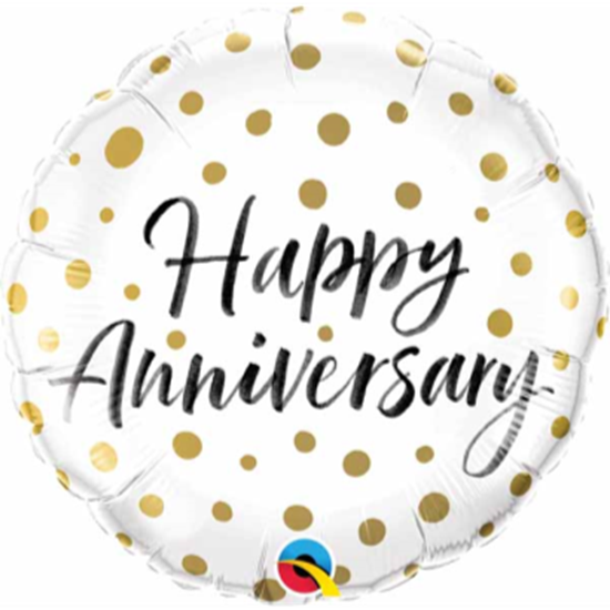 Picture of 18" FOIL - ANNIVERSARY GOLD DOTS