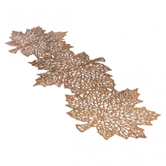 Picture of VINYL LEAF TABLE RUNNER  - GOLD