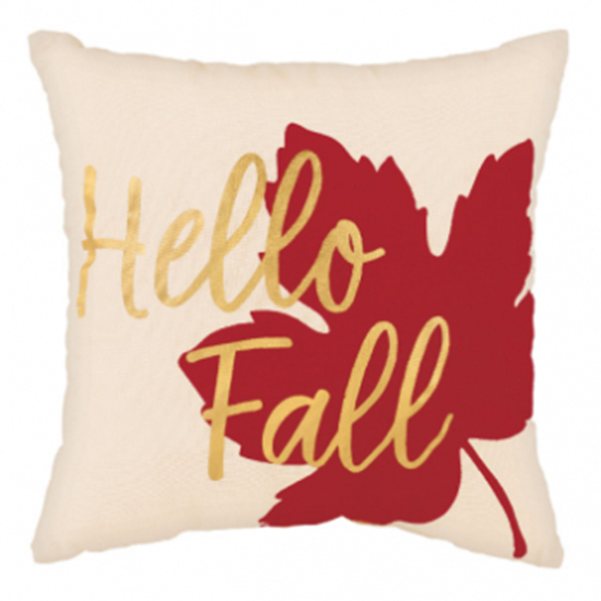 Image sur HELLO FALL PILLOW - MAPLE LEAF 12"x12"