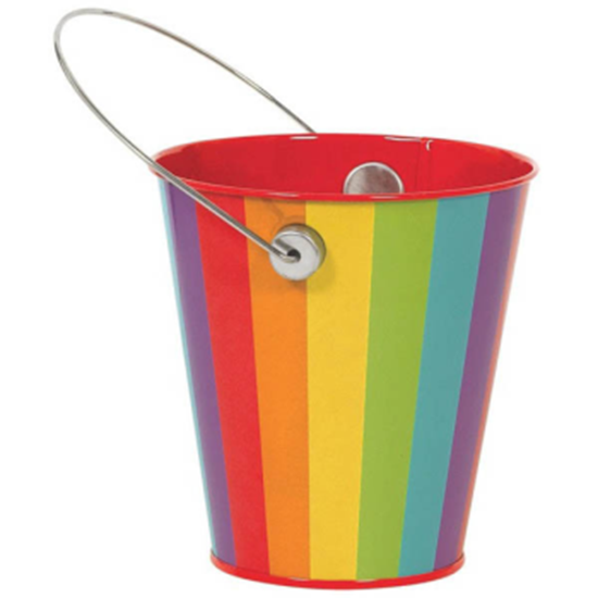PartyMart. METAL BUCKET WITH HANDLE RAINBOW
